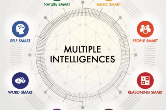 Multiple intelligences chart with various icons and traits
